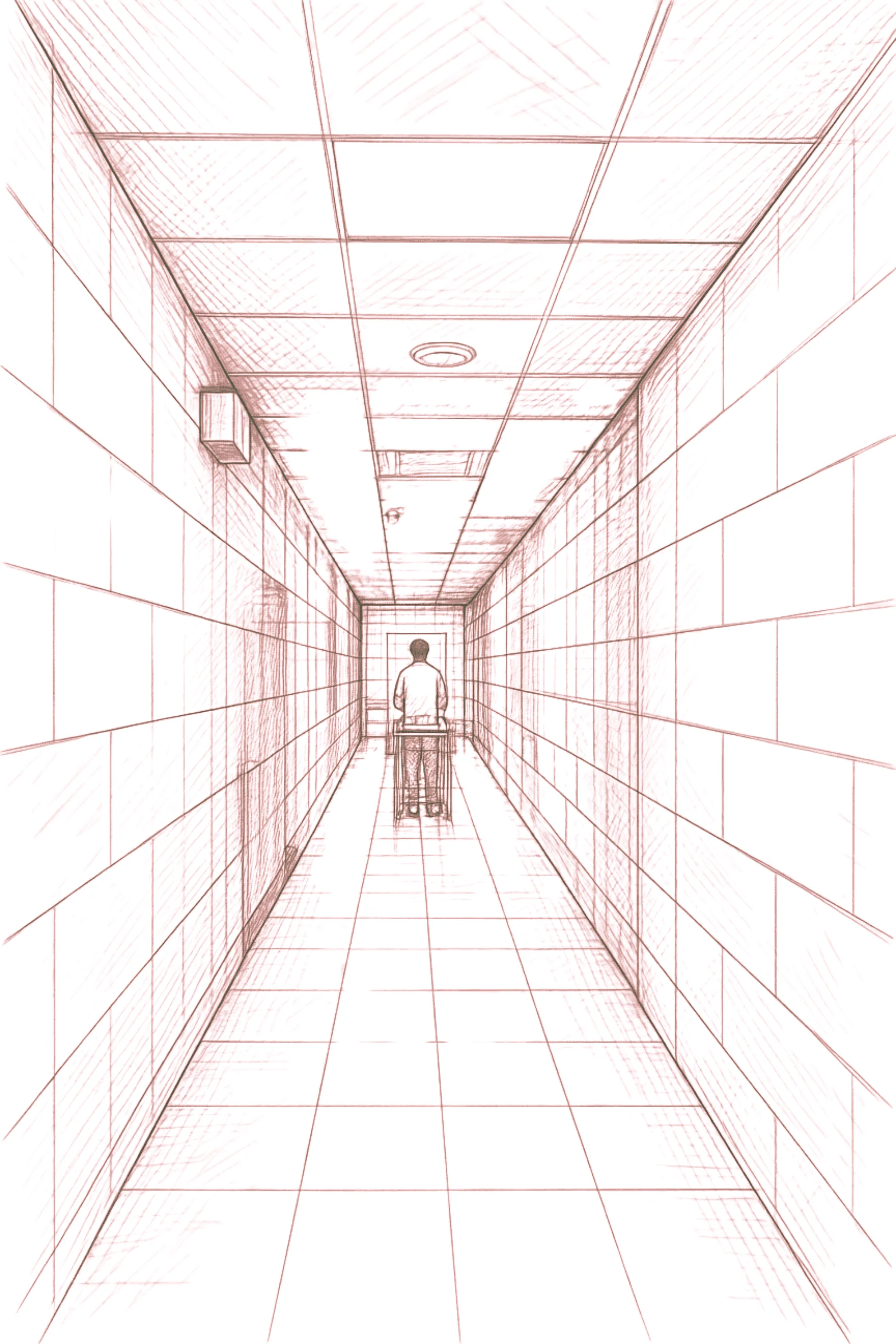 Abstract healthcare hallway concept representing a system that may not recognize its own strain