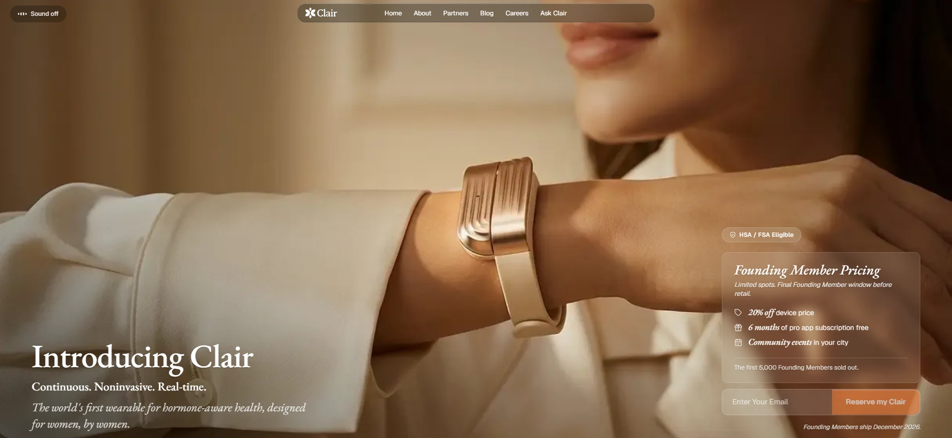 Screenshot of the Clair Health public website captured in July 2026