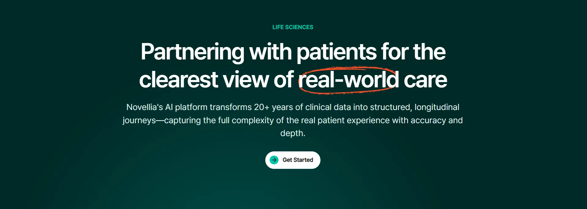 Screenshot of the Novellia public website captured in July 2026