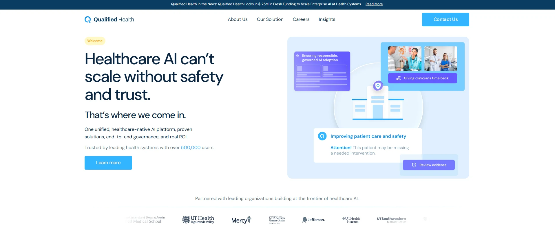 Screenshot of the Qualified Health public website captured in July 2026